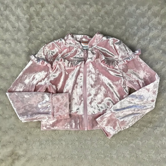 wonder nation Other - Wonder Nation Velvet Cropped Pink Jacket Ruffles